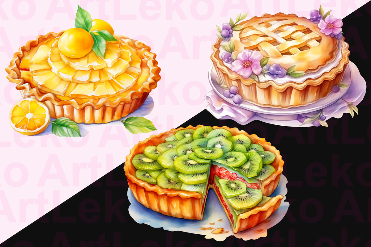 Fruit Pies Watercolor Clipart, a Food Illustration by LekoArt (Photo 4 of 10)