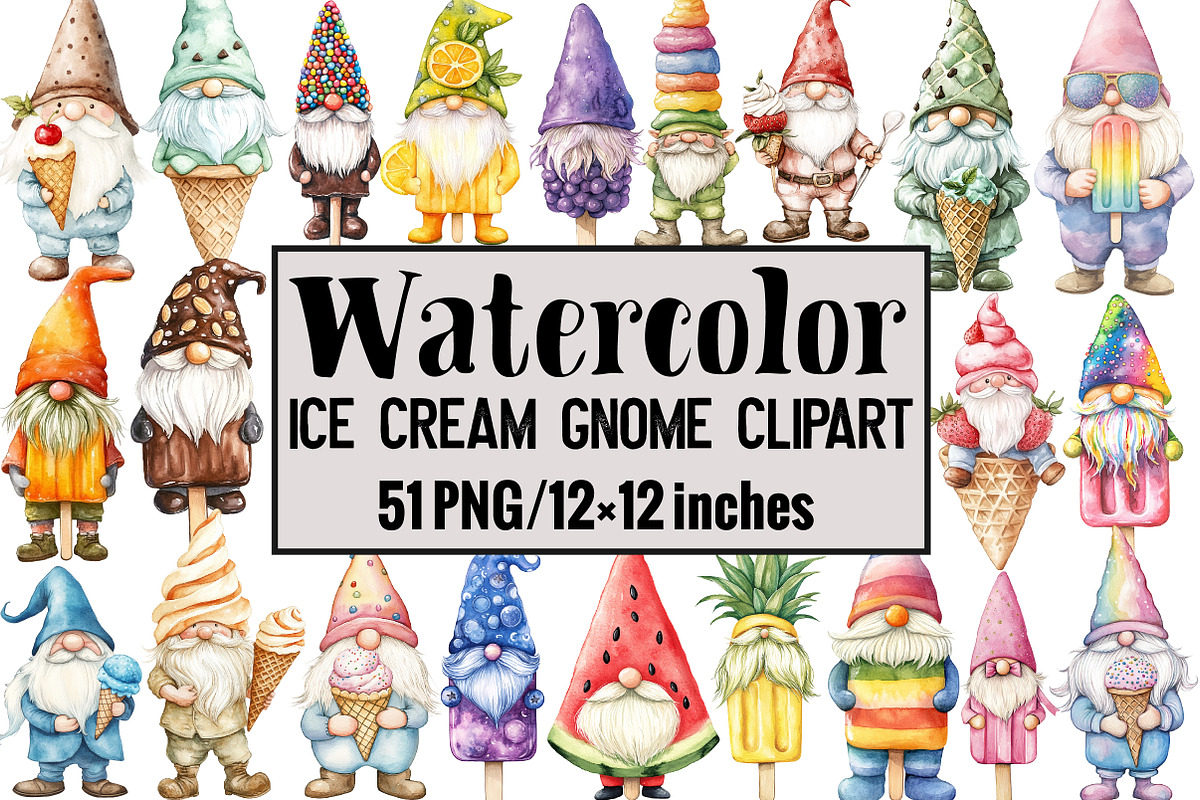 Ice Cream Gnome Clipart, an Illustration by Design Market (Photo 1 of 4)