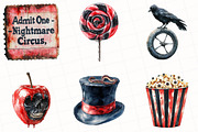 Watercolor Spooky Circus Clipart, an Illustration by OK Design (Thumbnail 2 of 5)