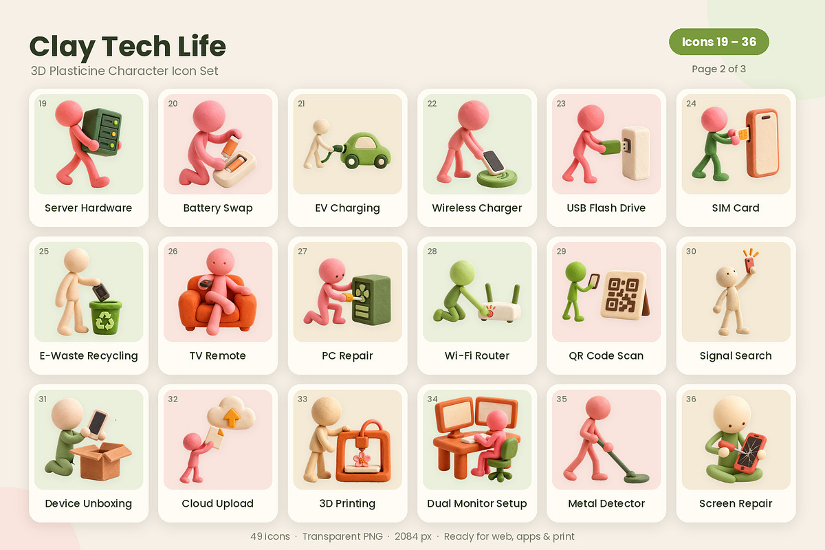 Clay Tech Life 3D Plasticine Icons, a Characters & Person 3D Model by Symbolic Language (Photo 3 of 5)
