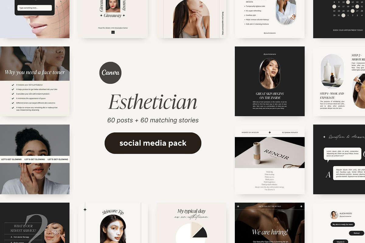 Esthetician Instagram templates, a Social Media Template by LiliesandBerries (Photo 1 of 22)