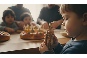 Young boy holds a small, wooden, a Food & Drink Photo by Igor Tichonow