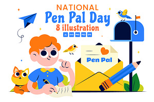 8 National Pen Pal Day Illustration, a Person Illustration by denayunebgt