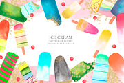 Watercolor ice cream clipart, a Texture Illustration by AS Studio (Thumbnail 1 of 6)