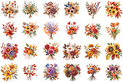 Autumn Florals, Fall Bouquet Set, an Illustration by Sublimation Artist (Thumbnail 2 of 6)