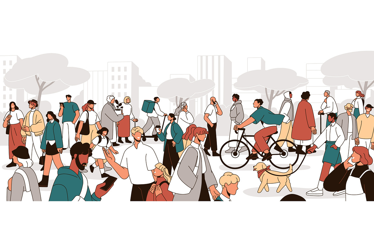 People crowd walking on city street, a Person Illustration by Good Studio (Photo 2 of 3)