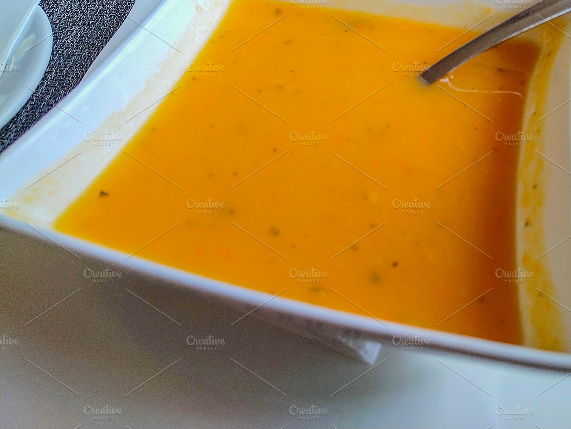 Creamy vegetable soup in modern bowl, a Food & Drink Photo by DanFLCreativo