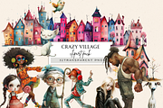 QUIRKY WHIMSICAL VILLAGE CLIPART, a Person Illustration by Daring Digies (Thumbnail 1 of 5)