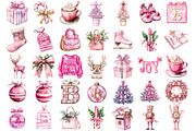 Preppy Pink Christmas Clipart Png, an Illustration by Sublimation Artist (Thumbnail 2 of 6)