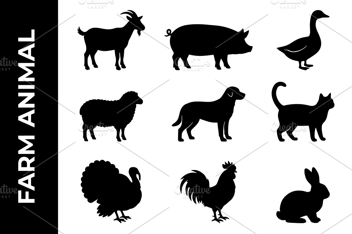 Farm Animal Silhouette Bundle, an Object Graphic by nandinigraphics (Photo 1 of 3)