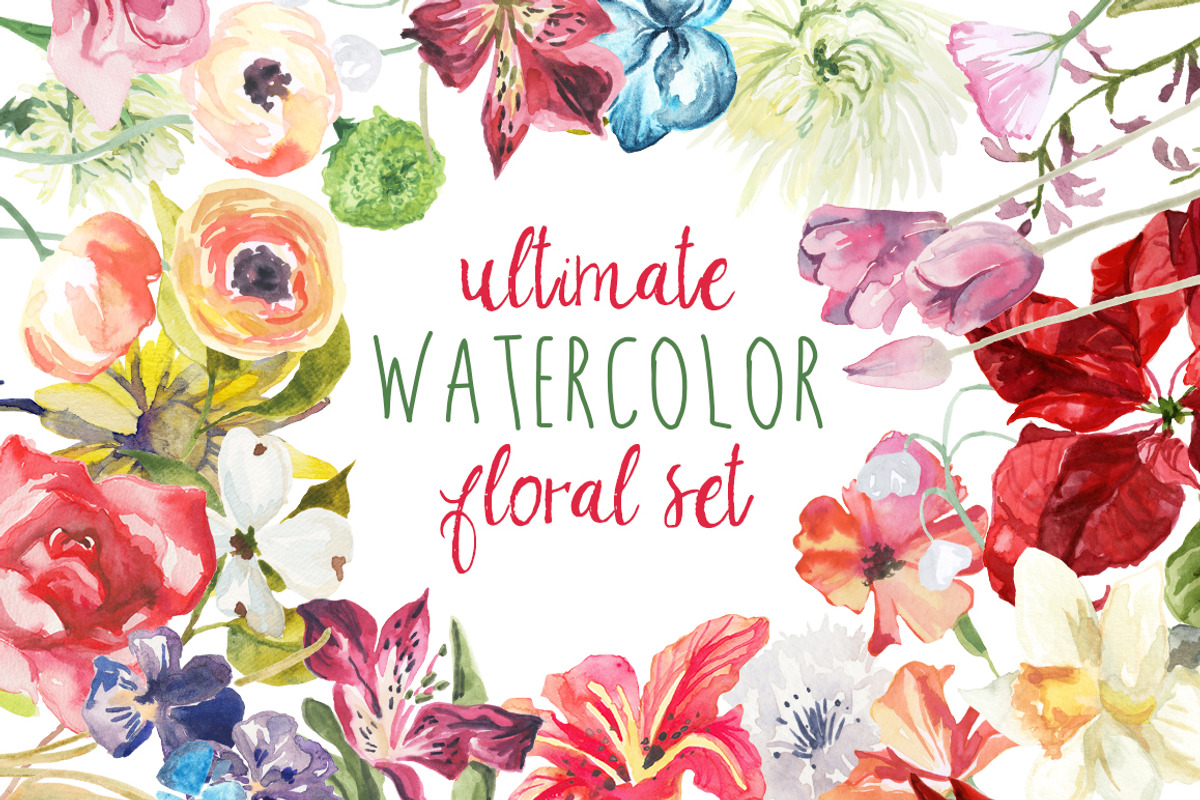 Ultimate Watercolor Floral Set, an Illustration by Digital Press Creation