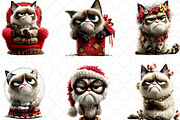 Grumpy Christmas Cat Clipart, an Illustration by Black Bird Studio (Thumbnail 4 of 7)