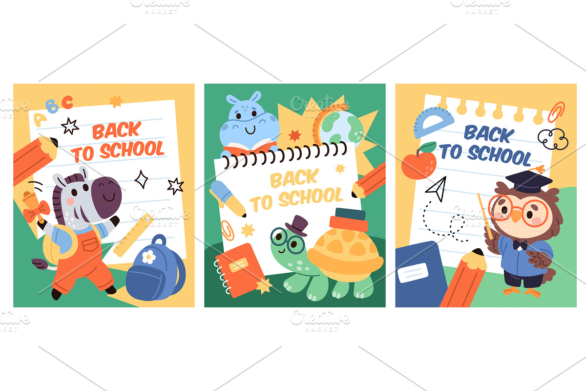 Back to school animals. Funny little, an Education Illustration by YummyBuum