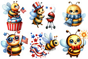 Watercolor 4th of July Bee Clipart, an Illustration by Designworld (Thumbnail 4 of 7)