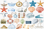 Watercolor Nautical Clipart Set, an Illustration by CropUp Creative (Thumbnail 3 of 7)