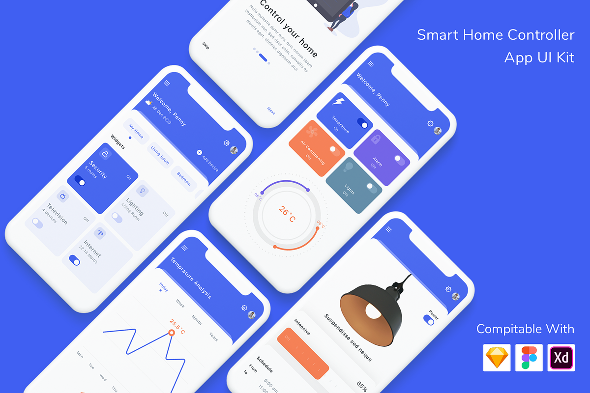 Smart Home Controller App UI Kit, an App Template by Betush