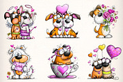 Quirky Valentines Dogs Clipart, an Illustration by Dream Creation (Thumbnail 3 of 6)