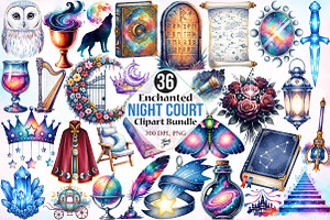 Enchanted Night Court Clipart Bundle, a Seasonal Illustration by Canvas Craft
