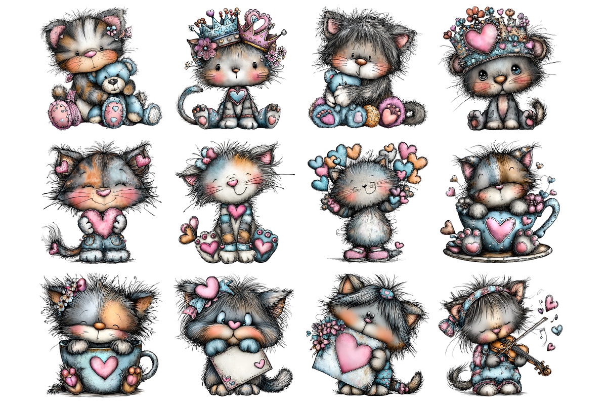 Valentine Cat Clipart, an Illustration by Design Market (Photo 2 of 3)