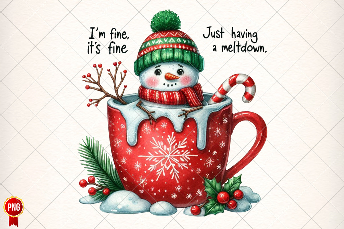 Funny Cute Snowman Png Christmas PNG, an Illustration by SinaCreation (Photo 1 of 7)