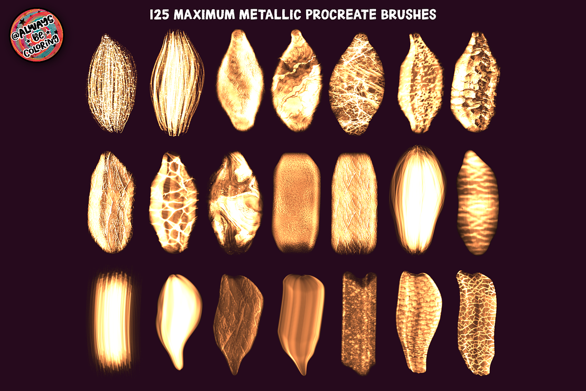 Procreate Maximum Metallic Brush Set, a Brush Add-On by AlwaysBeColoring (Photo 2 of 10)