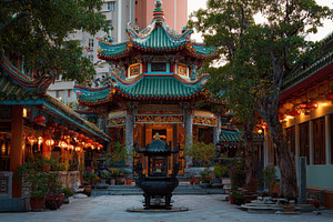 Courtyard of a traditional temple, a Photo by Pavel_design