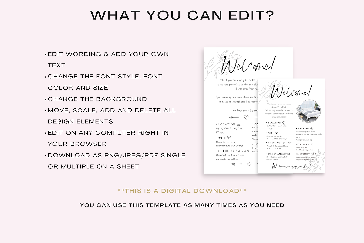 Airbnb Welcome Sign Canva Template, a Templates & Theme by Cosmic Design (Photo 2 of 8)