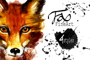 Set fox portraits .4 styles, an Animal Illustration by art_mouse (Thumbnail 1 of 5)