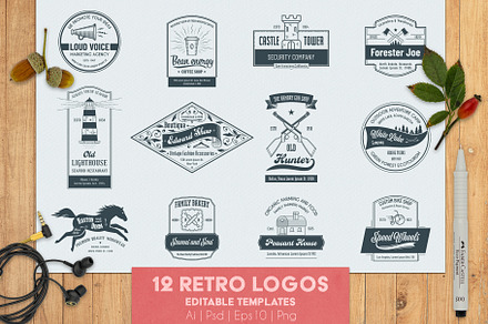 Vintage logos set 03