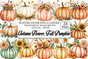 Autumn Flower Clipart, Fall Pumpkin, an Illustration by DreamPrint404 (Thumbnail 1 of 5)