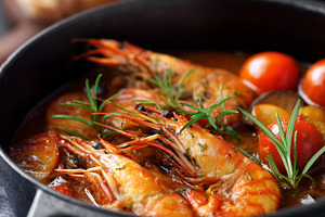 Delicious shrimp stew with tomatoes,, a Food & Drink Photo by MistyDay