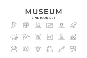 Set line icons of museum, an Outline Icon by motorama
