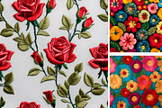 Embroidered Flower Flowers, a Background Graphic by IrySha (Thumbnail 1 of 8)