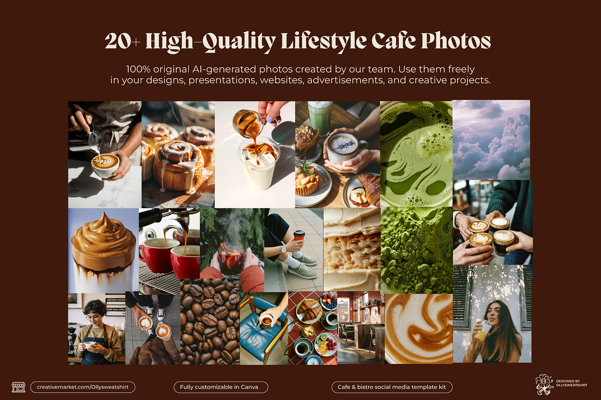 Cafe & Bistro Social Media Canva Kit, a Social Media Template by OLLYSWEATSHIRT DSGN INC. (Photo 10 of 13)