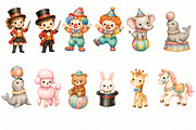 Watercolor Circus Animals Clipart, an Animal Illustration by Villa 11 Estudio (Thumbnail 2 of 6)
