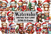 Christmas Bear Clipart, an Illustration by Design Market (Thumbnail 1 of 4)