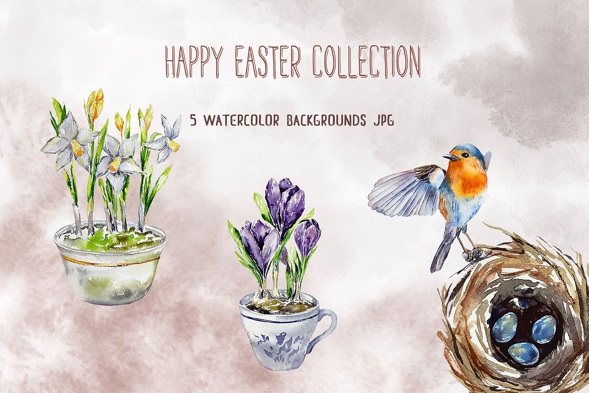 Happy easter watercolor clipart, an Object Graphic by Lidia's watercolor world (Photo 4 of 8)