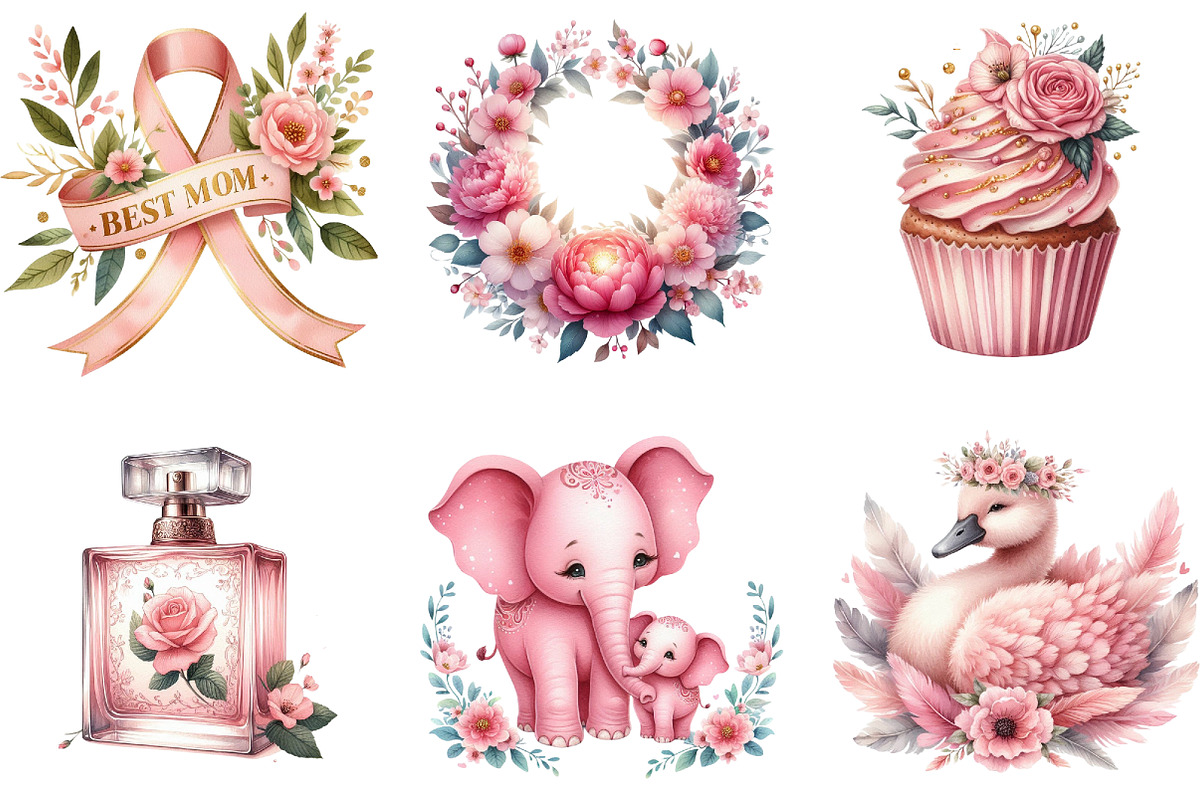 Pink Mother's Day Clipart, an Illustration by DreamArtGraphic (Photo 4 of 4)