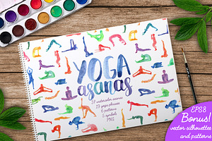 Watercolor Yoga Asanas