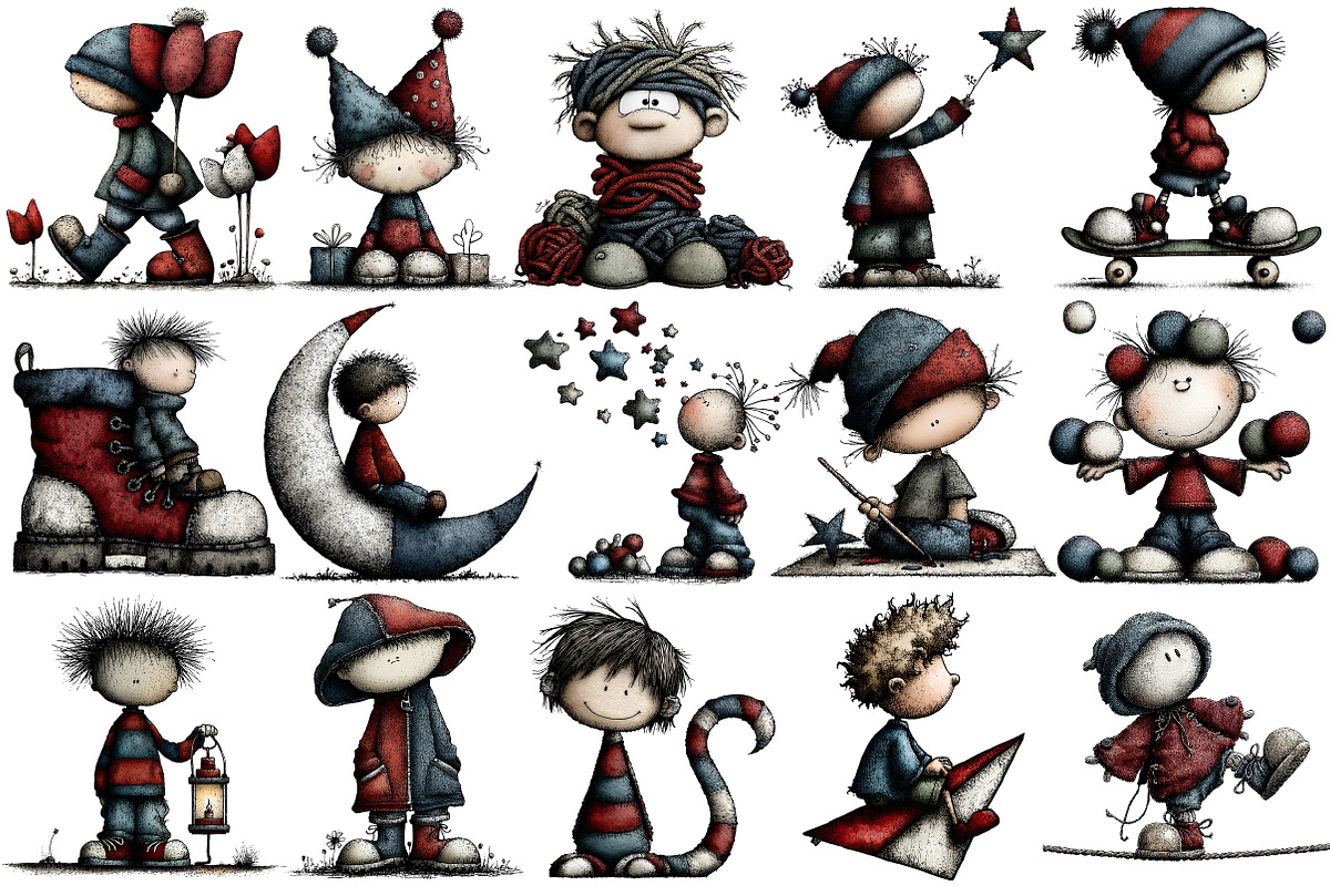 Whimsical Boy Clipart, an Illustration by Pixels.Craft (Photo 5 of 6)