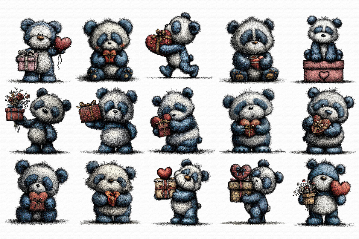 Valentine Panda Heart Box Clipart, an Illustration by Libby Wishes (Photo 2 of 6)