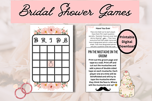 Bridal Shower Games Printable PNG, a Stationery Template by Pixels N Bows