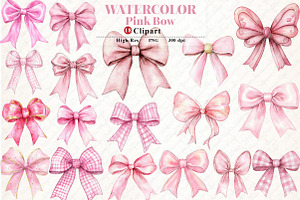 Pink Bow Clipart, Watercolor pngBow, an Illustration by Watercolor design