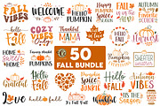 50 Fall SVG Bundle, Autumn Quotes, a Seasonal Illustration by CrazyCraft (Thumbnail 1 of 9)