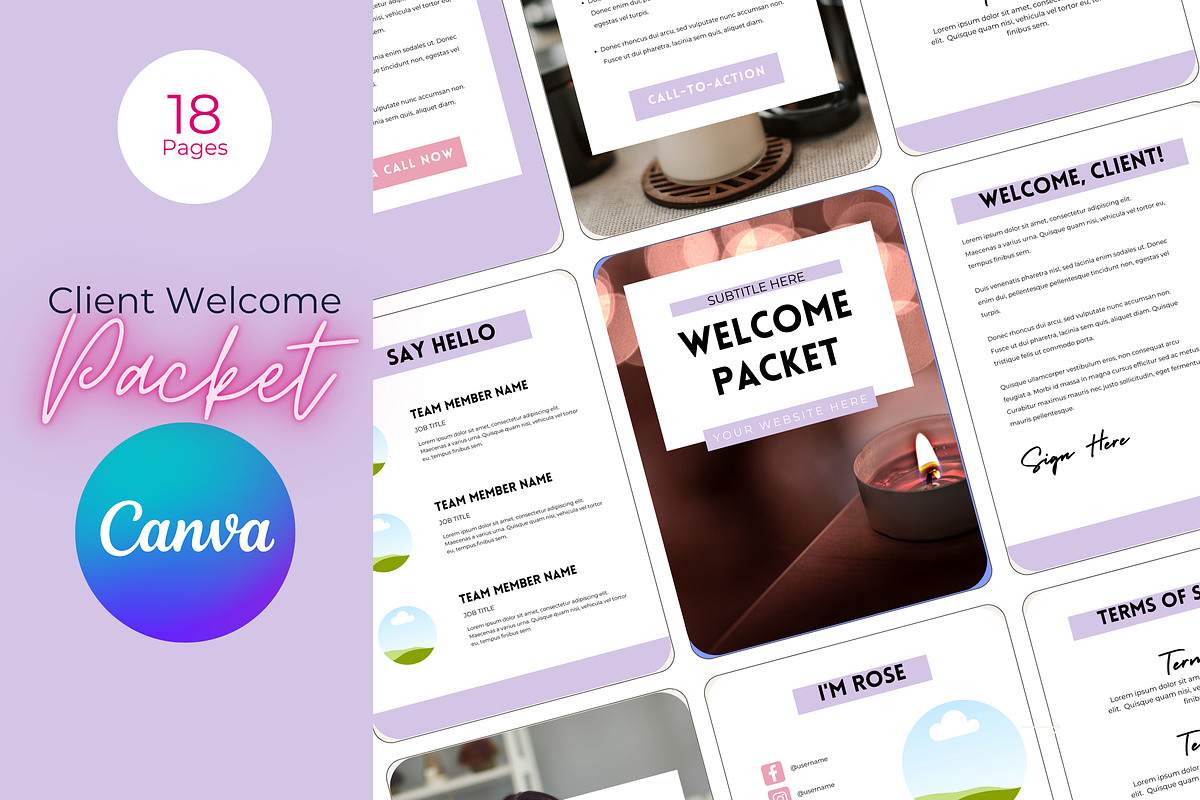 Lavender Client Welcome Packet Canva, a Branding & Logo Template by Iampaulrose (Photo 1 of 4)