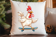 Funny Chicken Clipart Crazy Chicken, an Illustration by Watercolor design (Thumbnail 2 of 6)