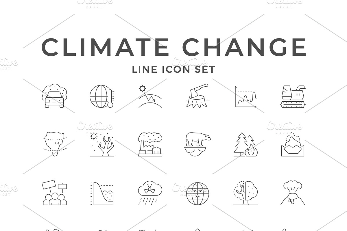 Set line icons of climate change, an Outline Icon by motorama (Photo 1 of 2)