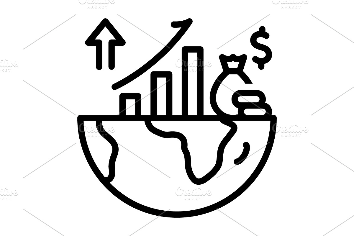 Gdp growth black icon, an Outline Icon by Creative priyanka