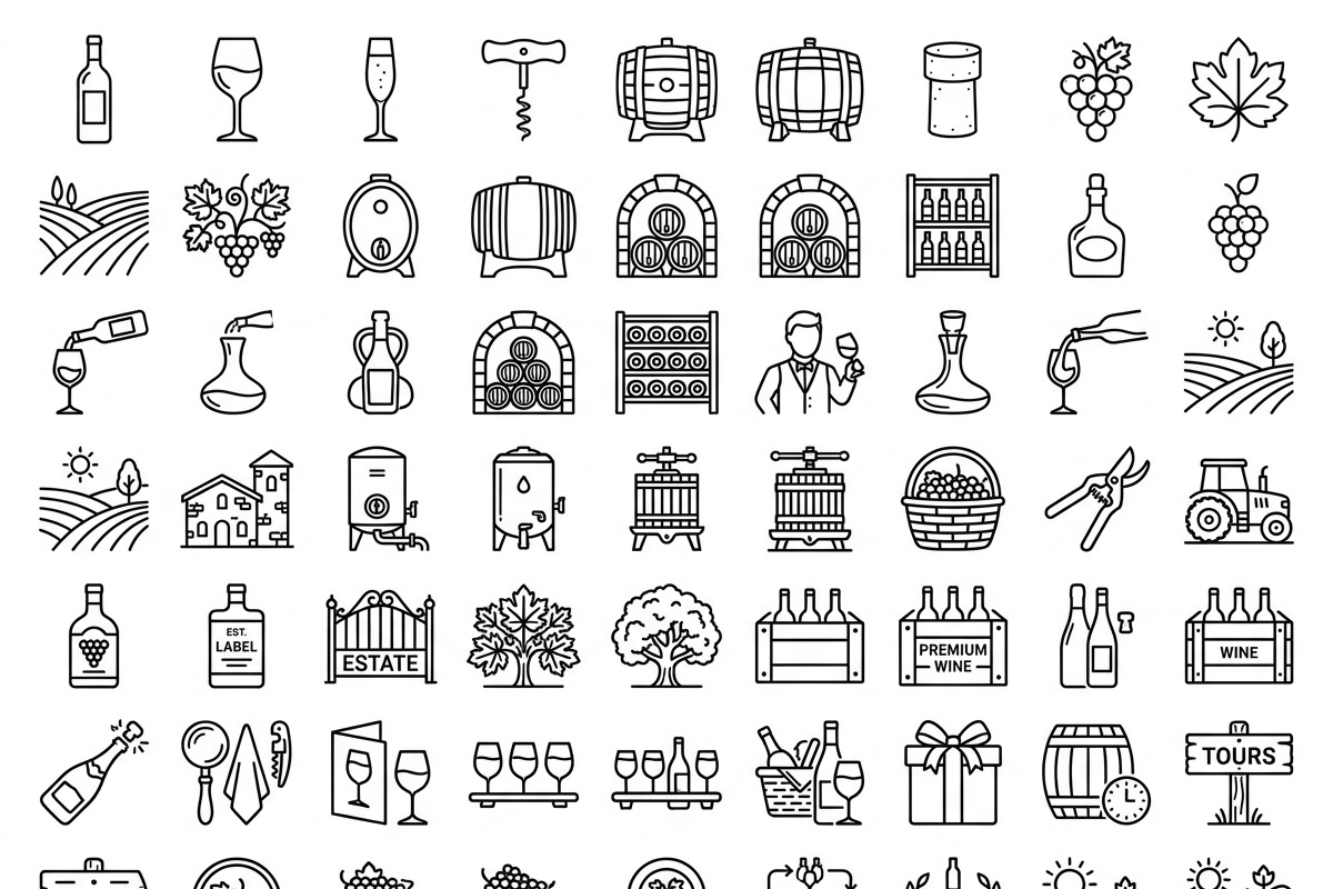 42 Winery Vineyard Outline Icons, an Outline Icon by adenpinkstore (Photo 1 of 11)