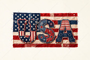 Patchwork USA Flag Png, a Seasonal Illustration by Canvas Craft (Thumbnail 1 of 6)
